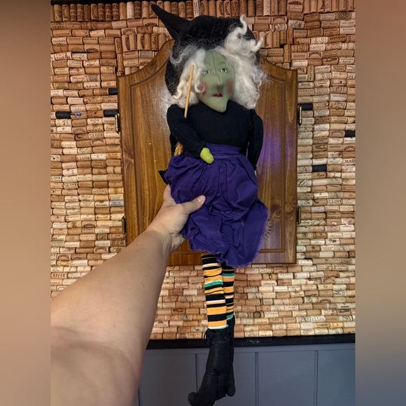 Vintage homemade Halloween fabric witch sitting doll decor - Picture 2 of 6